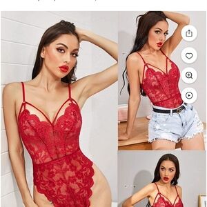 Wine Color Lace Bodysuit